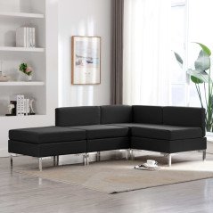 4 pcs conjunto de sofás tecido preto