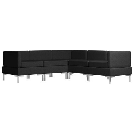 5 pcs conjunto de sofás tecido preto