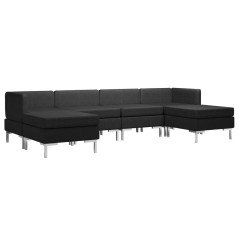 6 pcs conjunto de sofás tecido preto