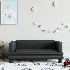 Sofá infantil 80x45x30 cm couro artificial preto